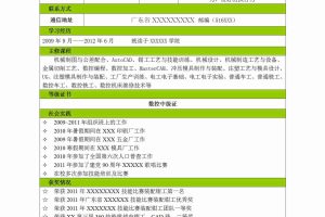 简约明了的应届毕业生简历(翠绿白底)