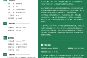 大气沉稳的IOS开发工程师Word简历模板（藏青白底）