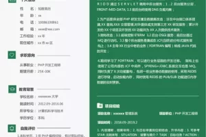 大气沉稳的PHP开发工程师Word简历模板（藏青灰底）