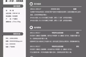 严谨低调的财务简历模板(灰边黑底)