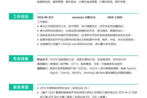 极简细致的Java工程师Word简历模板 (亮青白底)