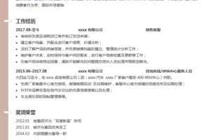 时尚简约的销售客服个人Word简历模板(褐色白底)