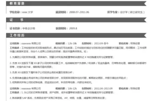 简洁通用的财务会计Word简历模板(黑色白底)