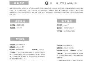 简洁沉稳财务会计Word简历模板免费下载(灰色白底)