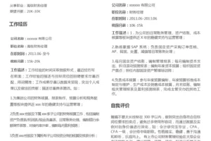 创新正式的财务经理Word简历模板(浅绿白底)