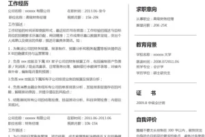 时尚正式的高级财务经理Word简历模板(浅绿白底)